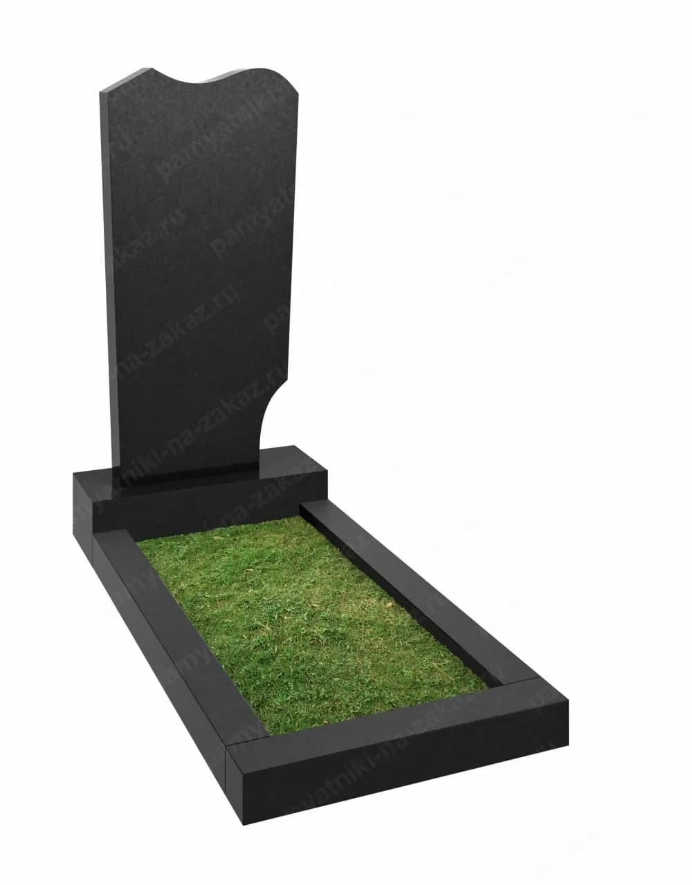 Гранитный памятник №29 из чёрного гранита габбро-диабаз со стелой, подставкой и цветником