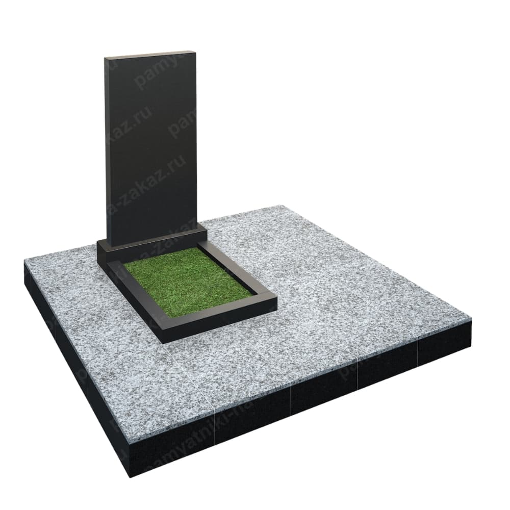 Мемориальный комплекс из светло-серого гранита мансуровского месторождения. Классическое решение для оформления места захоронения.