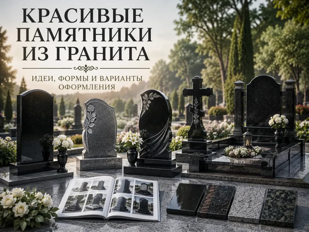 Красивые памятники из гранита на кладбище